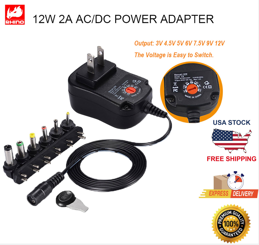 12w Universal Power Supply Adapter 3v 4.5v 5v 6v 7.5v 9v And 12v