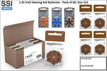 HB-Jf-3 1.45 Volt Hearing Aid Batteries - Pack of 60, Size 312