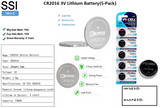 LB-e-3 CR2016 3V Lithium Battery(5-Pack)
