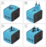 PP-EC-3 Travel Adapter,  International Power Adapter with 4 USB Ports, AC Plug for US EU UK AU & Asian Countries