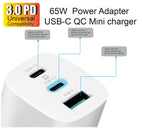 65W  Power Adapter USB-C QC PD 3.0 Mini charger