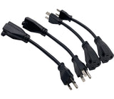 Power Extension Cord Short Cable, Outlet Saver,  3 Prong, 16AWG 13A,  (4 Pack, 8 Inch, Black)