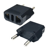 Power Plug Adapter USA to Europe Round Prong Travel Plug - Black