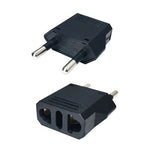 Power Plug Adapter USA to Europe Round Prong Travel Plug - Black